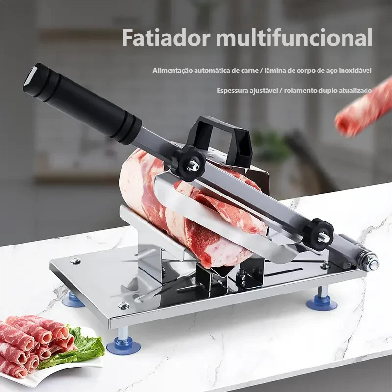 Fatiador de Carnes Manual em Aço Inox para Cozinha Doméstica