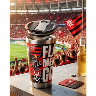 Copo Térmico com Tampa 473ml Gravaçaõ a Laser Personalizado Flamengo - HM1
