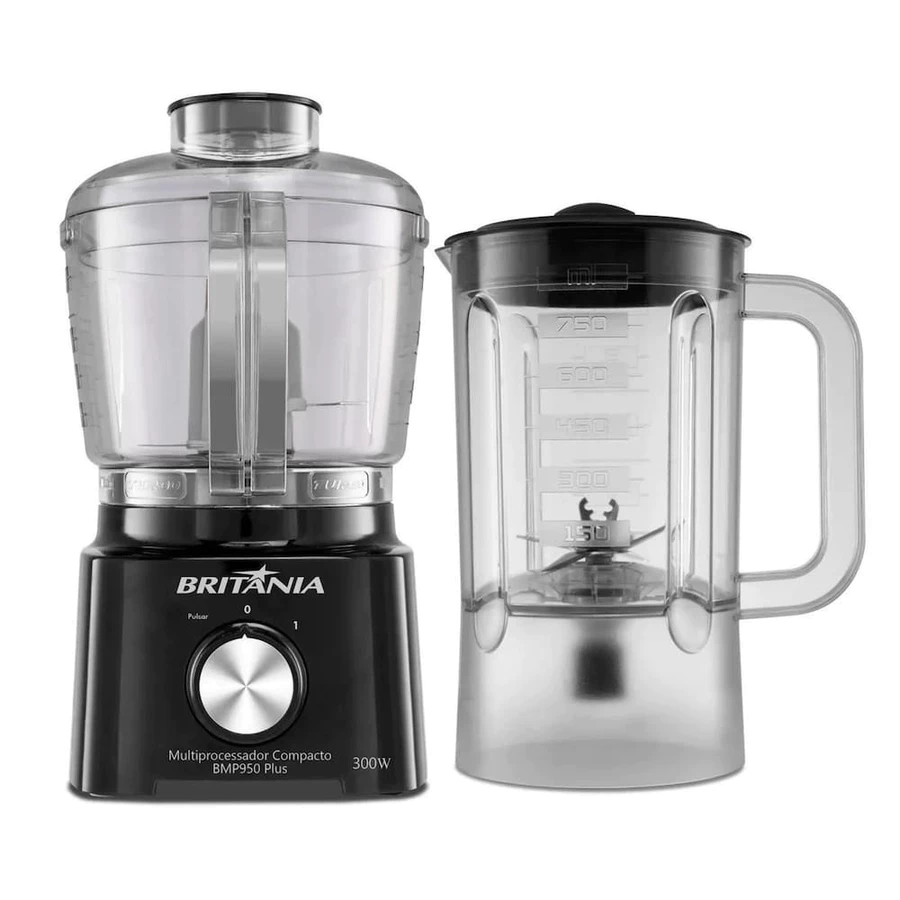 Multiprocessador Britânia 2 em 1 BMP950 Plus 300W Processa e Tritura
