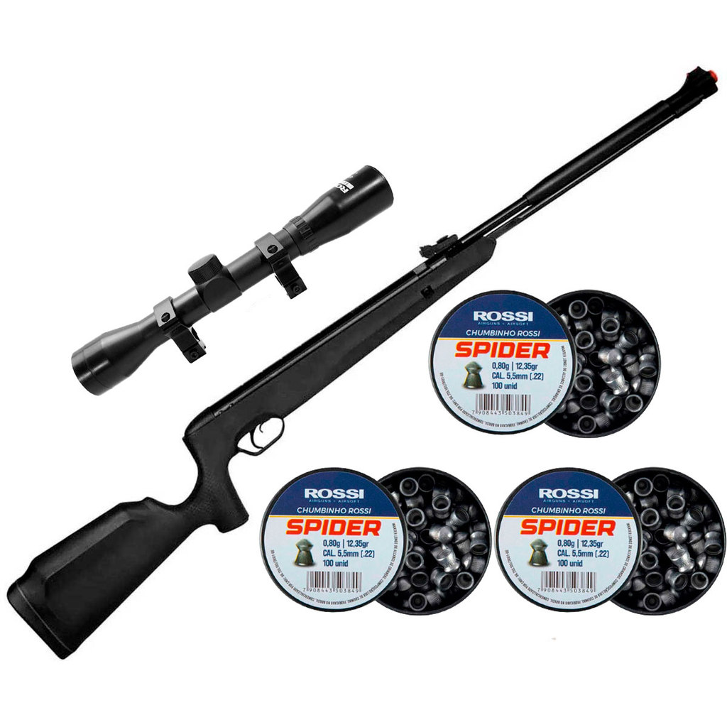 Combo Carabina Pressão TAG Naja 2.0 5.5mm Gás Ram 60kg, Luneta