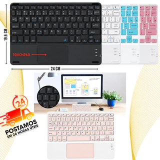 Teclado Sem Fio Com TouchPad Slim Bluetooth TV PC Notebook Celular Laptop Tablet 2.4GHz