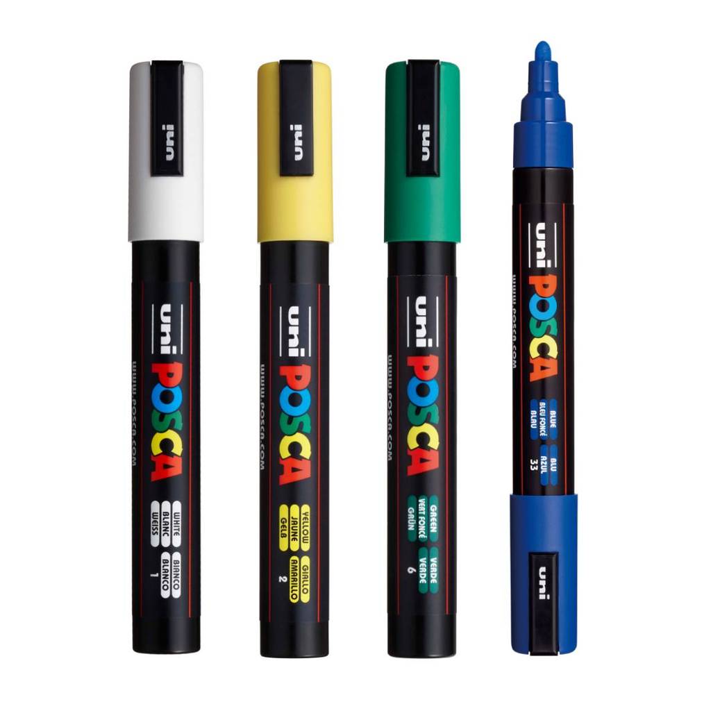 Kit Posca Brasil PC-5M com 4 cores uni-ball | Shopee Brasil