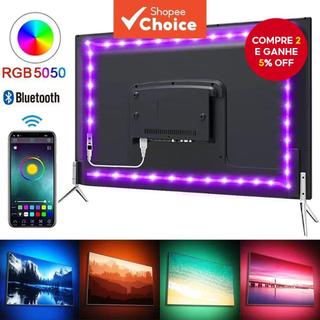 Fita de LED RGB 5050 com Controle Bluetooth, Aplicativo, Luz de Fundo para TV, Fita Flexível