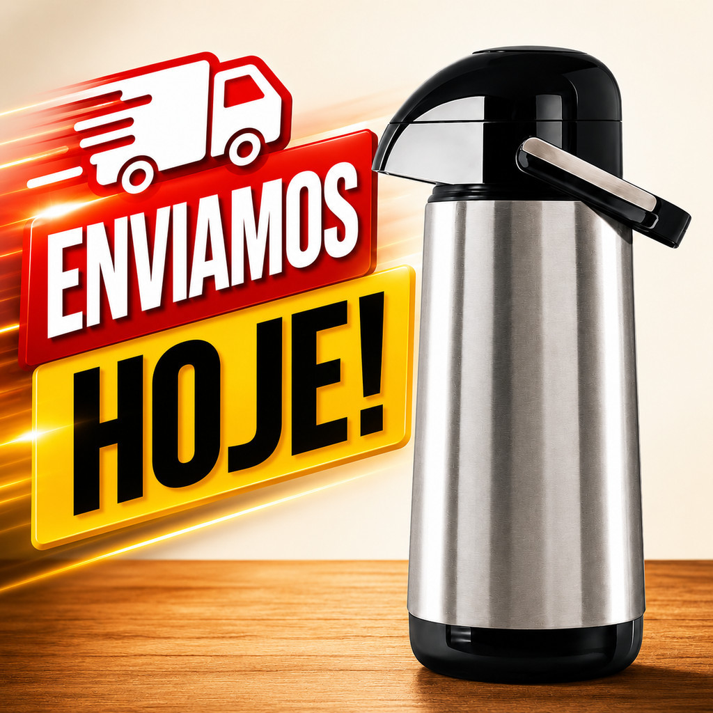 Garrafa Térmica Inox 1L Pressão Café Chá Leite Bebidas Quent