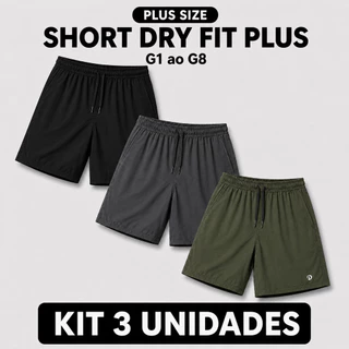 Kit 3 Bermudas Masculinas Dry Fit Plus Conforto Leve Para Dia a Dia Academia e Lazer
