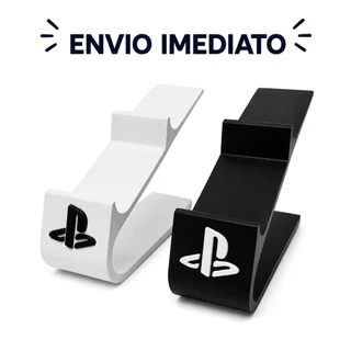 Suporte Para 2 Controles PS5/PS4 Branco e Preto Base Compacta Em Alto Relevo Decoração Gamer