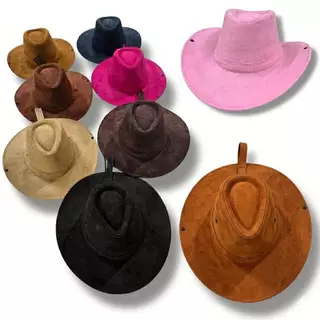 Chapéu Camurça adulto Sertanejo Country Texas Festa Junina Rodeio c/ Botões Adulto Unissex Cowboy