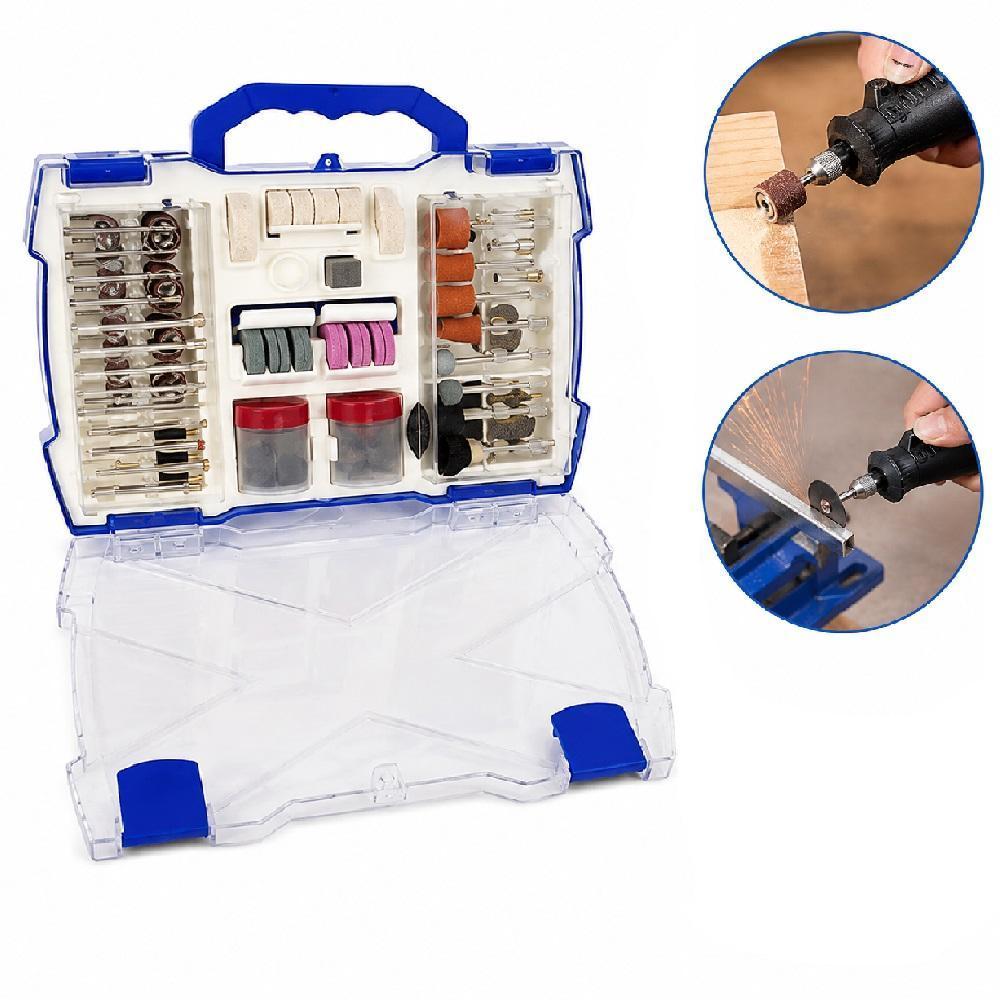 KIT 145 ACESSORIOS MICRO RETIFICA MINI ESMERIL MALETA PADRAO DREMEL ...