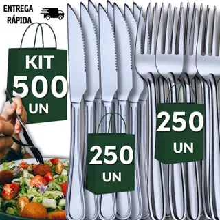 Combo 500 Talheres Inox 250 Faca 250 Garfo Cozinha Restaurante Buffet Casa Resistência Qualidade Utilidades