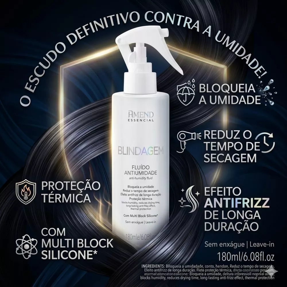 Fluído Antiumidade 180ml Amend Blindagem Essencial Bloqueio de Umidade Anti Frizz