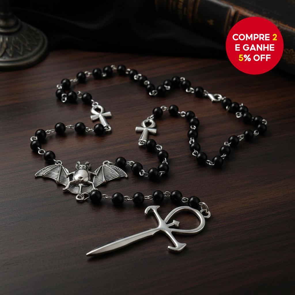 Colar com Pingente de Crucifixo em Forma de Morcego para Mulheres e Homens, Colar Gótico Punk Vampiro, Presente para