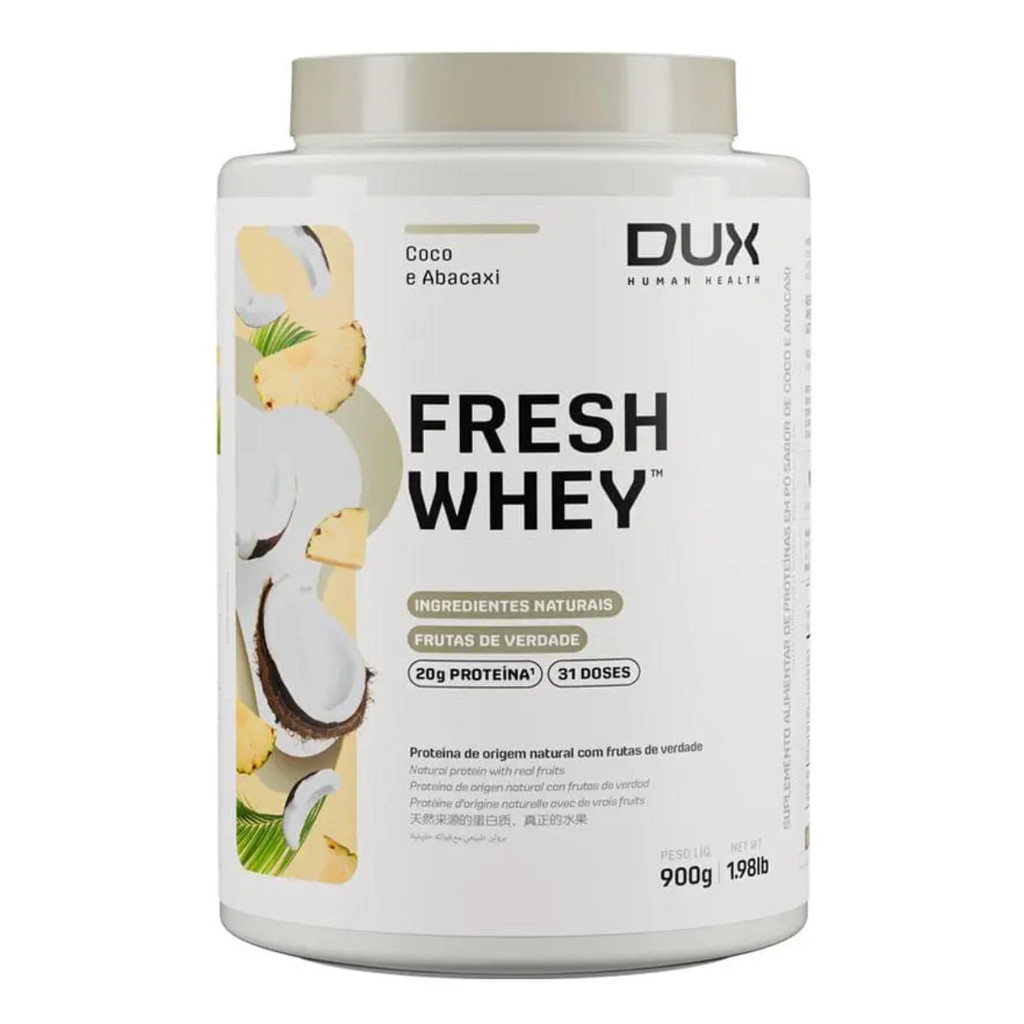 Fresh Whey Sabor Coco e Abacaxi 900g Dux | Shopee Brasil