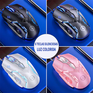 Mouse Gamer para Jogos e Escritório com Toque Mecânico com Fio Silencioso 7 Cores RGB Alta Precisão