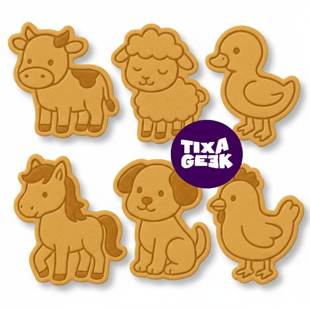 Kit 6 Cortadores e Marcadores Biscoito - Animais Fofos Fazen