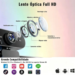 Webcam Full Hd 1080p Microfone Pc Notebook Home Office