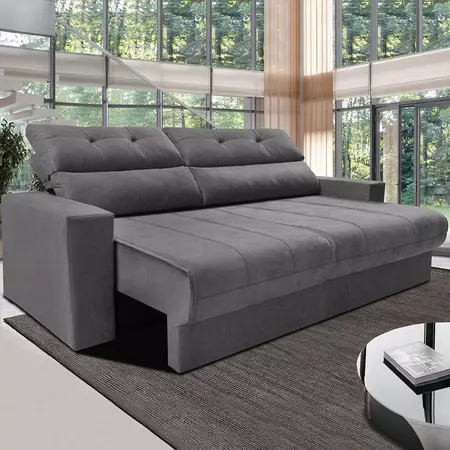 Sofá Retrátil e Reclinável 1,70m Clean. Cama inBox Velusoft