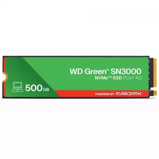 SSD WD Green SN3000, 500GB, M.2 NVMe, Leitura 5000MB/s e Gravação 4100MB/s, WDS500G4G0E