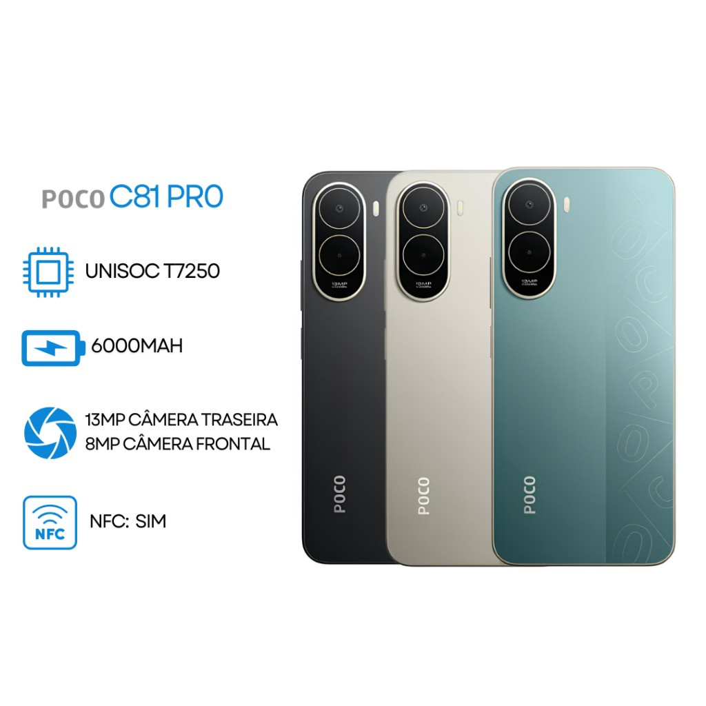 Xiaomi Poco C81 PRO 4G, Versão Global, Bateria 6000mAh, 64GB, 128GB ...