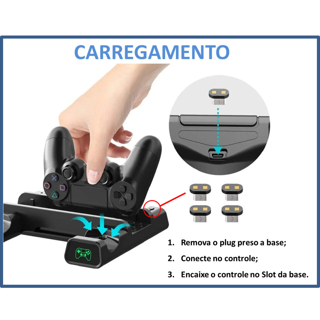 Base para PS4 DOBE Com Cooler e Carregador de Controle tp4-19076