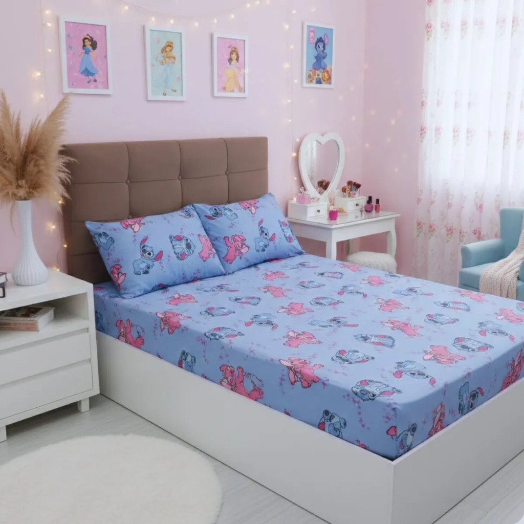 Jogo De Cama Casal Tematico Lilo Stitch C/ Elástico Disney | Shopee Brasil