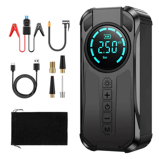 Auxiliar de Partida 10000mAh Portátil com Compressor de Ar 150 PSI Power Bank para Carro/Moto