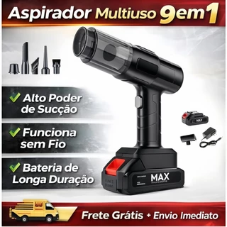 Aspirador Multifuncional 9 em 1 Sem Fio Potente para Casa e Veículo