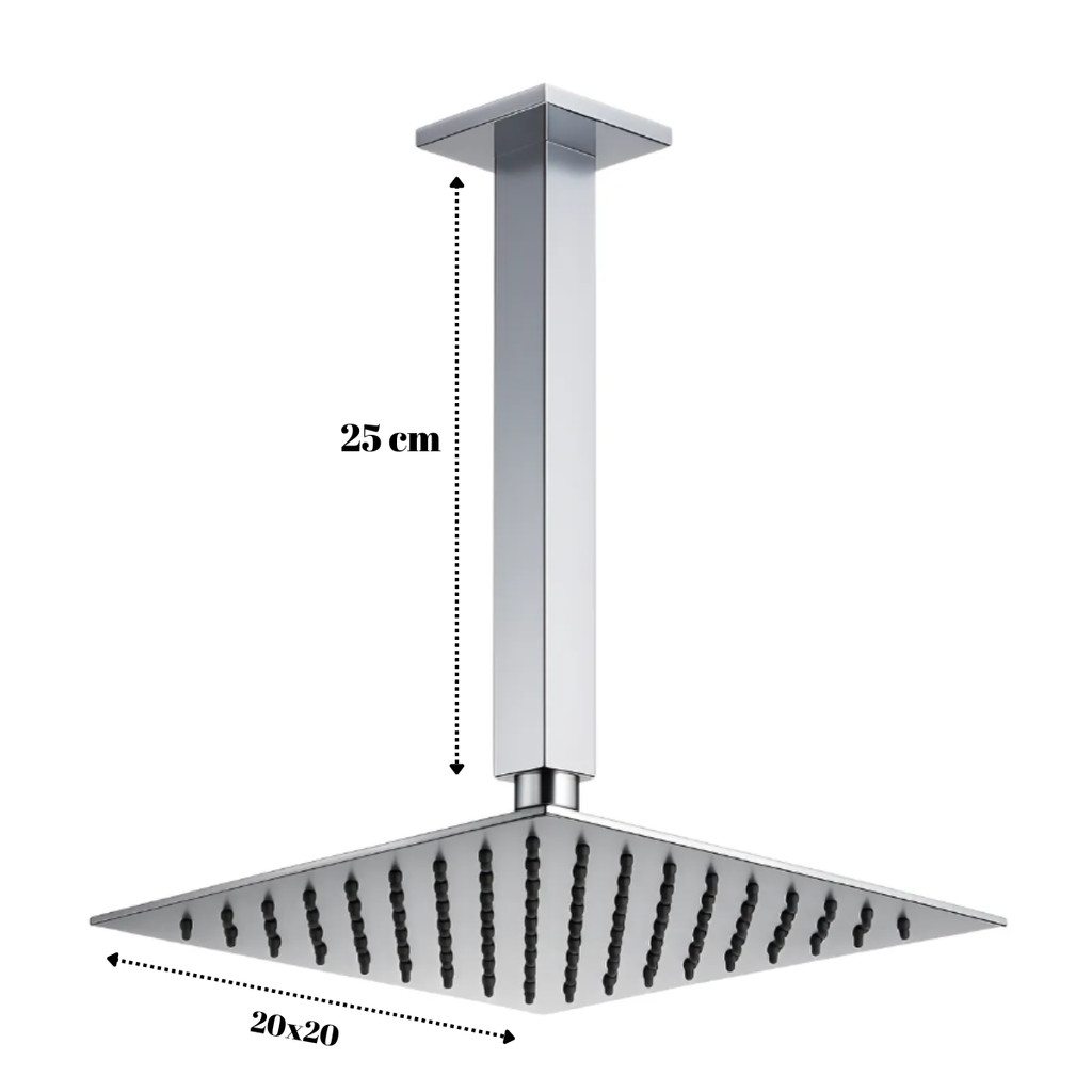 Kit Ducha Quadrada 20x20 Slim Ultra Fina de teto + Acabamento para ...