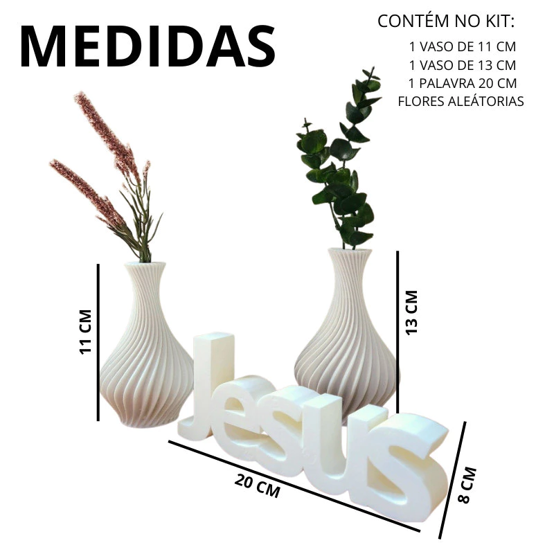 Kit Decorativo Vaso Palavra Jesus