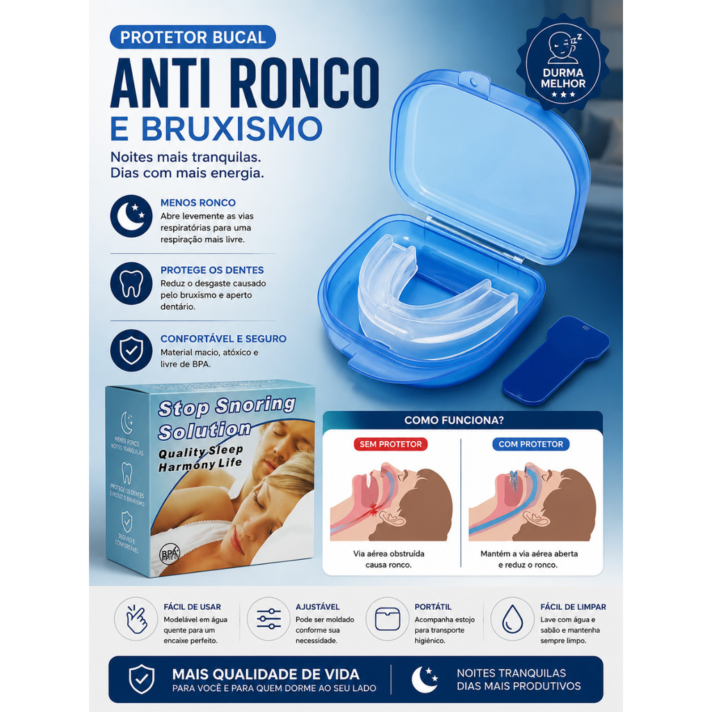 Protetor Bucal Anti Ronco Silicone Moldável Com Estojo | Shopee Brasil