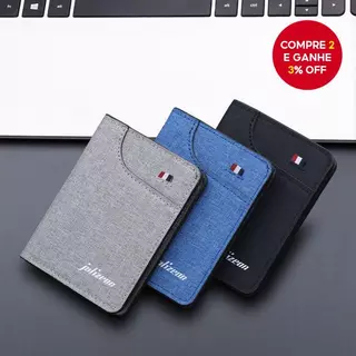 Carteira De Lona Fina Para Homens – Design Vertical Minimalista Identificaçãos, Cartões E Estudantes