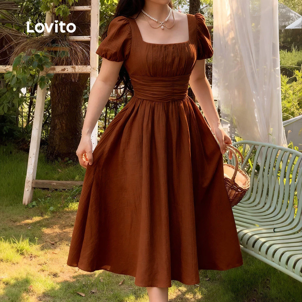Lovito Vestido Casual De Lazer Estilo Resort Com Zíper Vermelho Para Mulheres Primavera/verão L157LD057