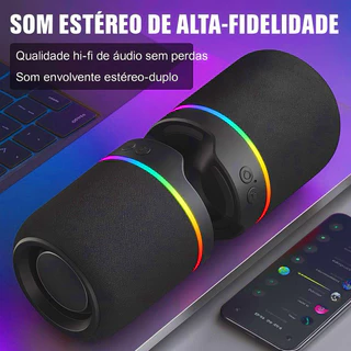 Caixa De Som Bluetooth 2 In 1 Dupla Potente LED RGB TWS Estéreo M25