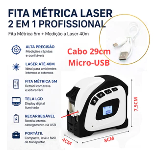 Trena Eletrônica Laser 40m Portátil Alta Precisão Usb LV04