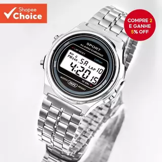 Relógio De Pulso Digital LED Ultrafino Unissex Para Homens, Pulseira Multifuncional De Aço Inoxidável, Liga De Moda