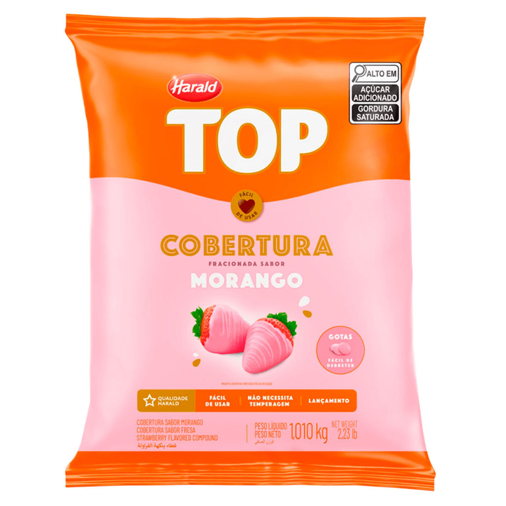 Harald Top Cobertura Fracionada em Gotas Sabor Morango 1,010