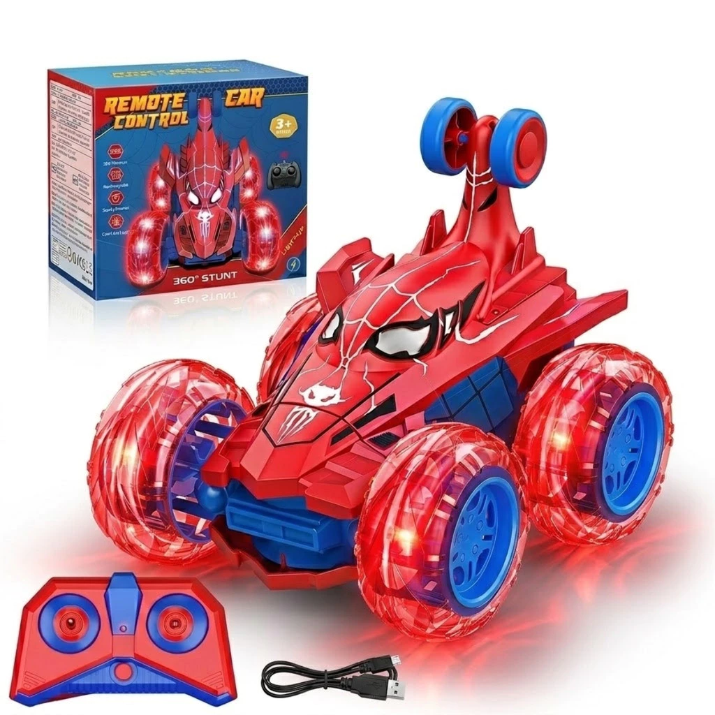 Carrinho de Controle Remoto Recarregável Acrobata 360 Luzes nas Rodas Brinquedo