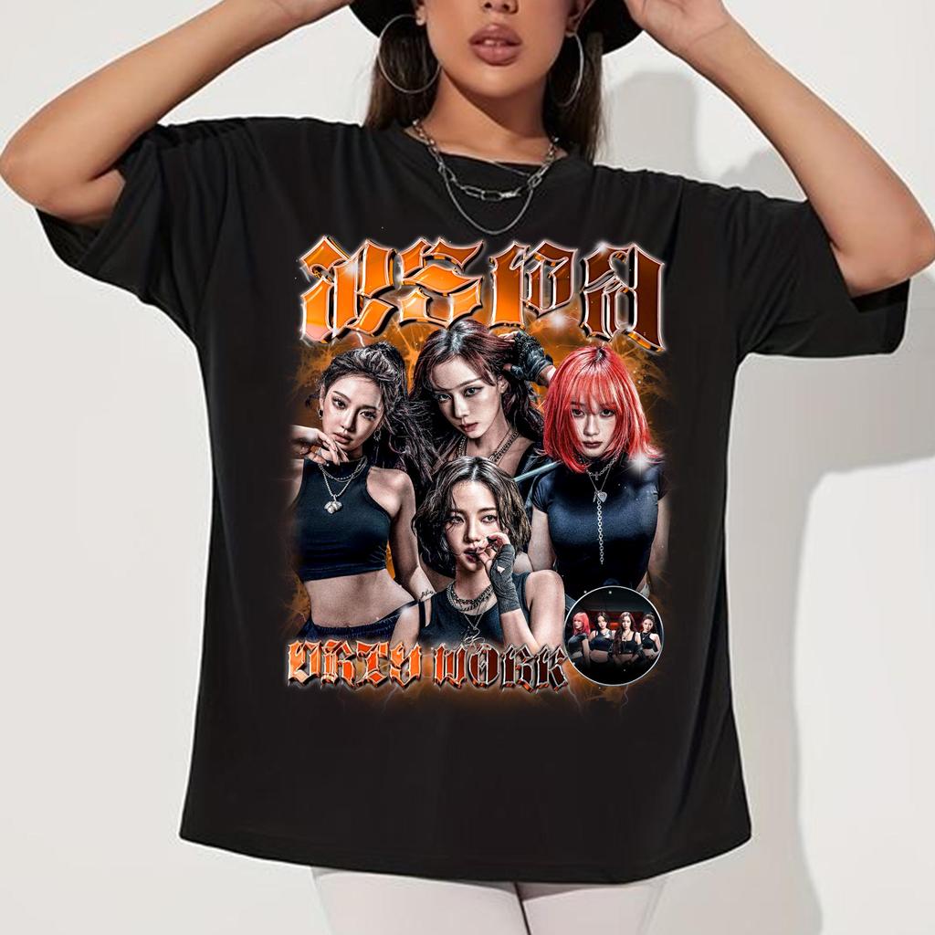 Camiseta Masculina Feminina Estampa aespa Neon Grunge Group K-pop