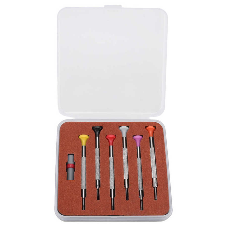 Chave de fenda para reparo de relógio, 6 peças, caixa de chave de fenda 0.8-1.8mm, chave de fenda plana, chave de fenda
