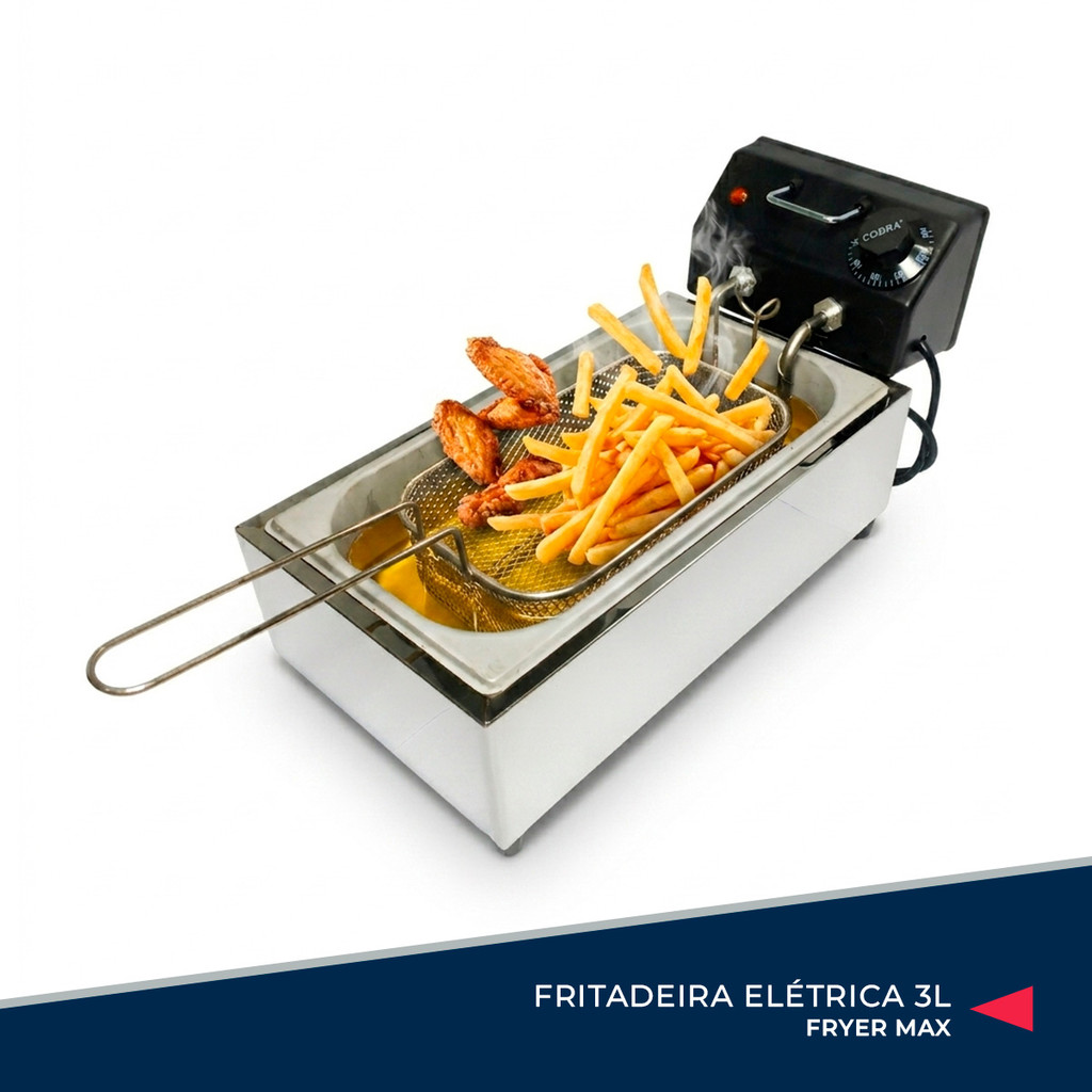 Fritadeira Elétrica 3L Inox Profissional 127/220 Com Cesto F