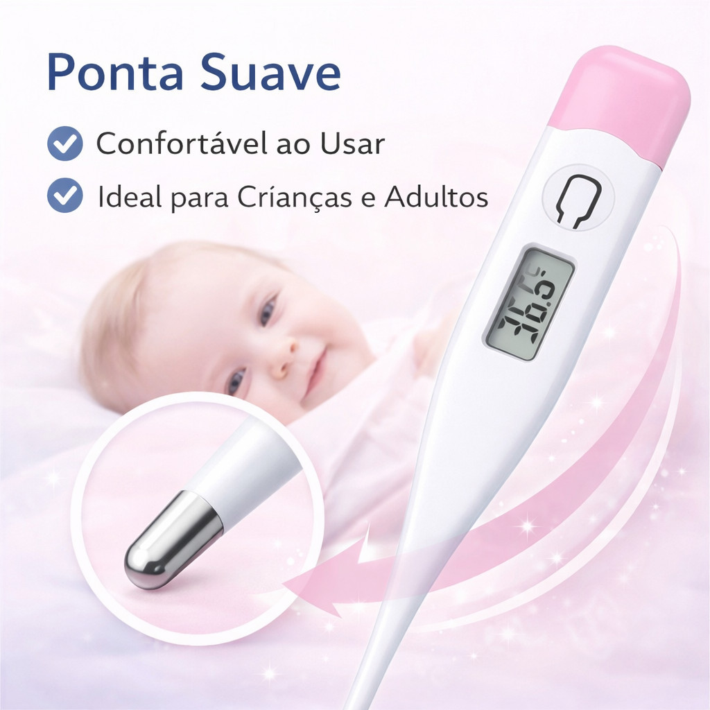 Termômetro Digital LCD Rápido para Febre Bebê Infantil e Adulto ...