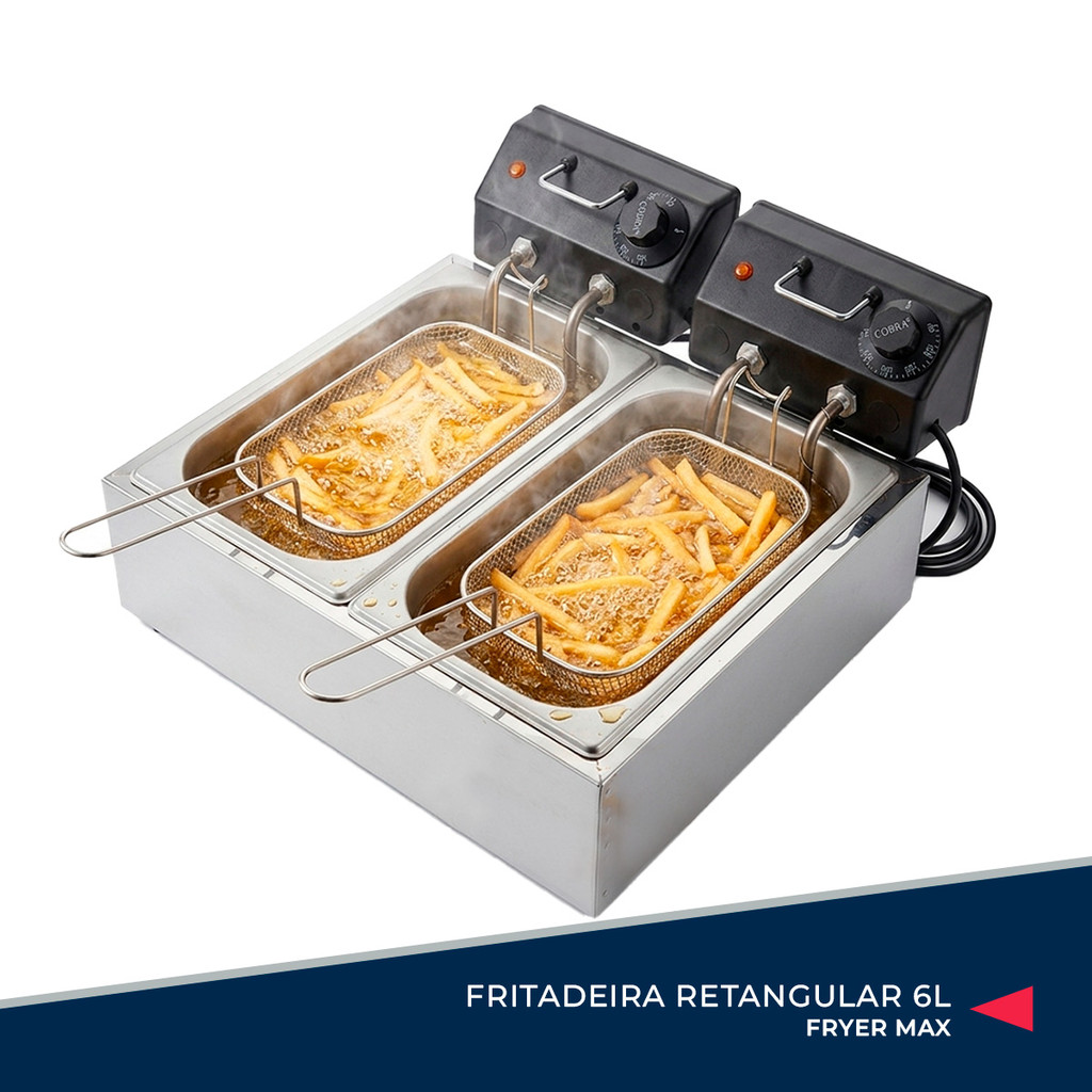 Fritadeira Elétrica 6 Litros Dupla Cuba Inox Profissional In