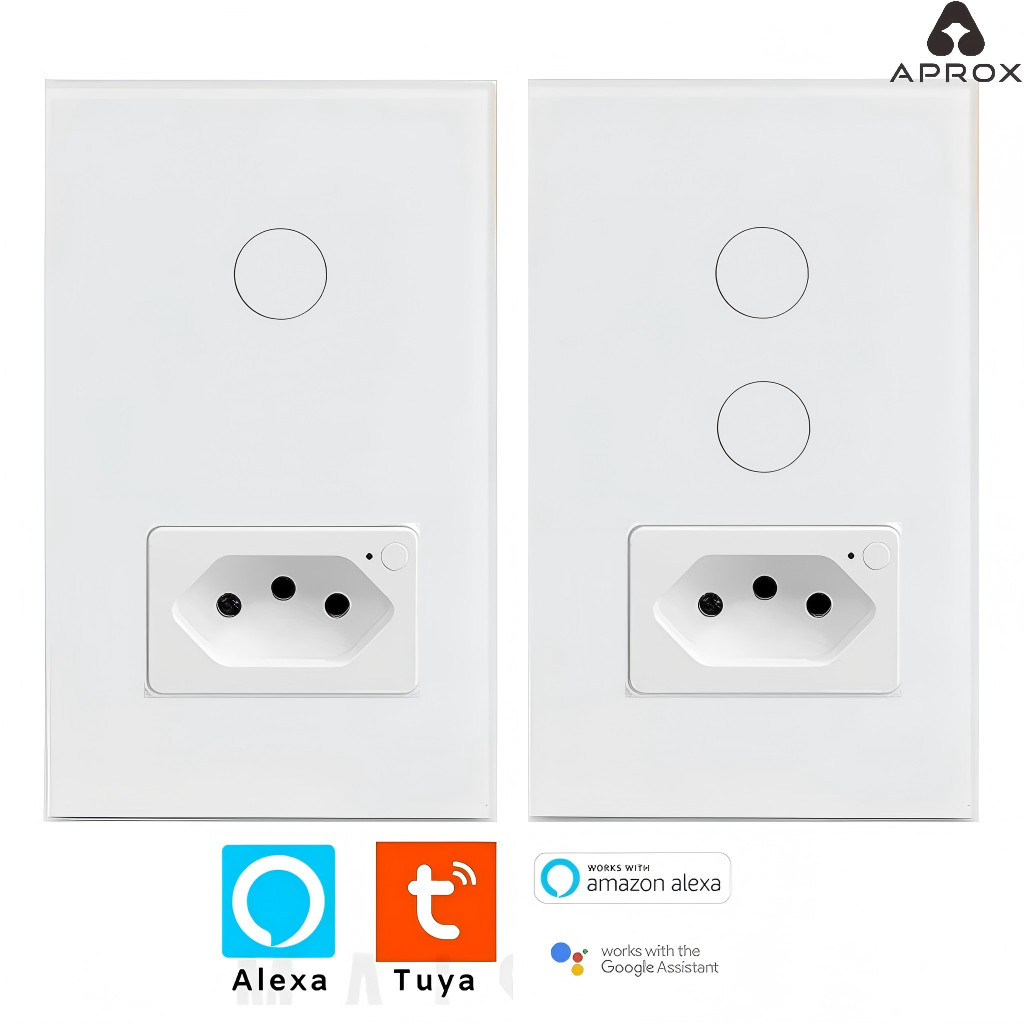 Interruptor Inteligente 1/2 Botão Com Tomada WiFi Smart Automação APROX