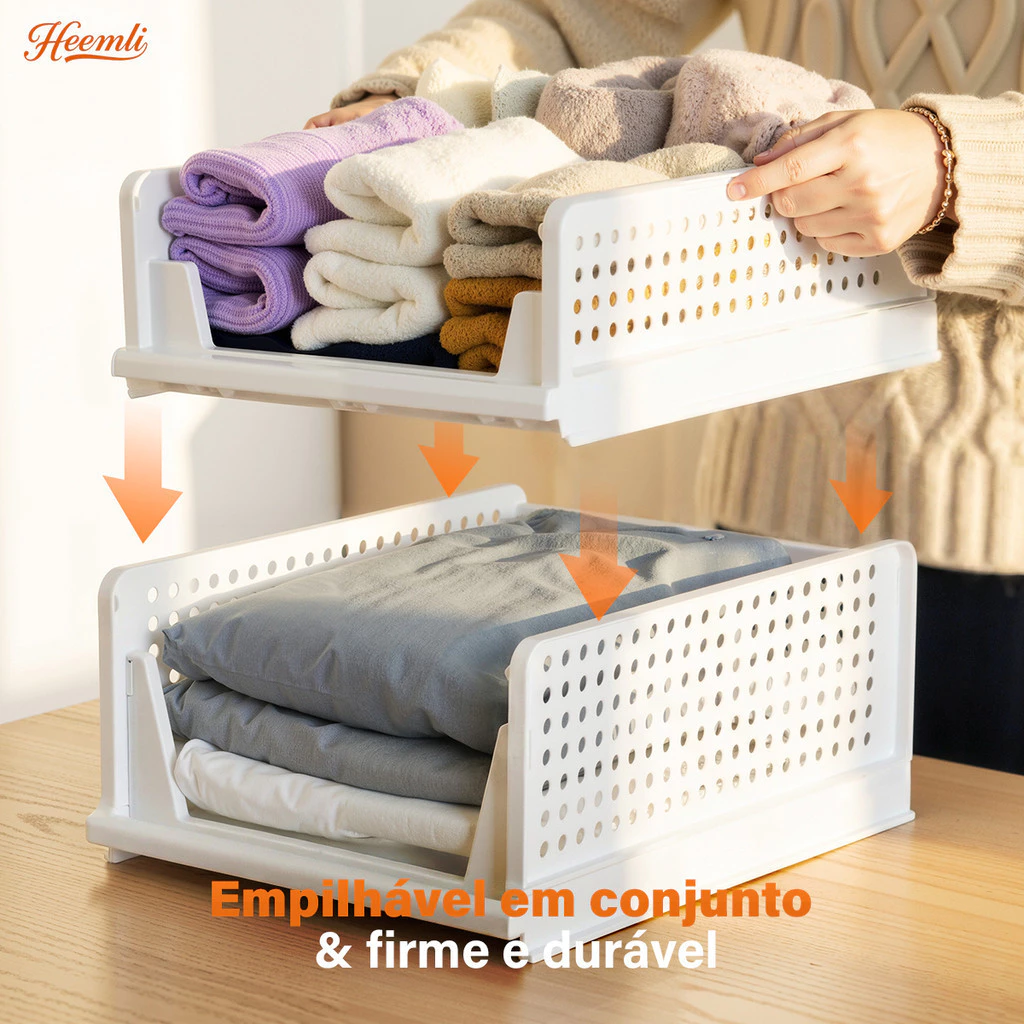 Heemli Organizador Deslizante para Fendas de Guarda-Roupa, Caixa Dobrável de Plástico Resistente