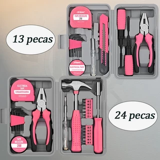 Kit jogo de Ferramentas 13/24 Peças Multifuncional Portátil Completo para Reparos em Casa e no Trabalho