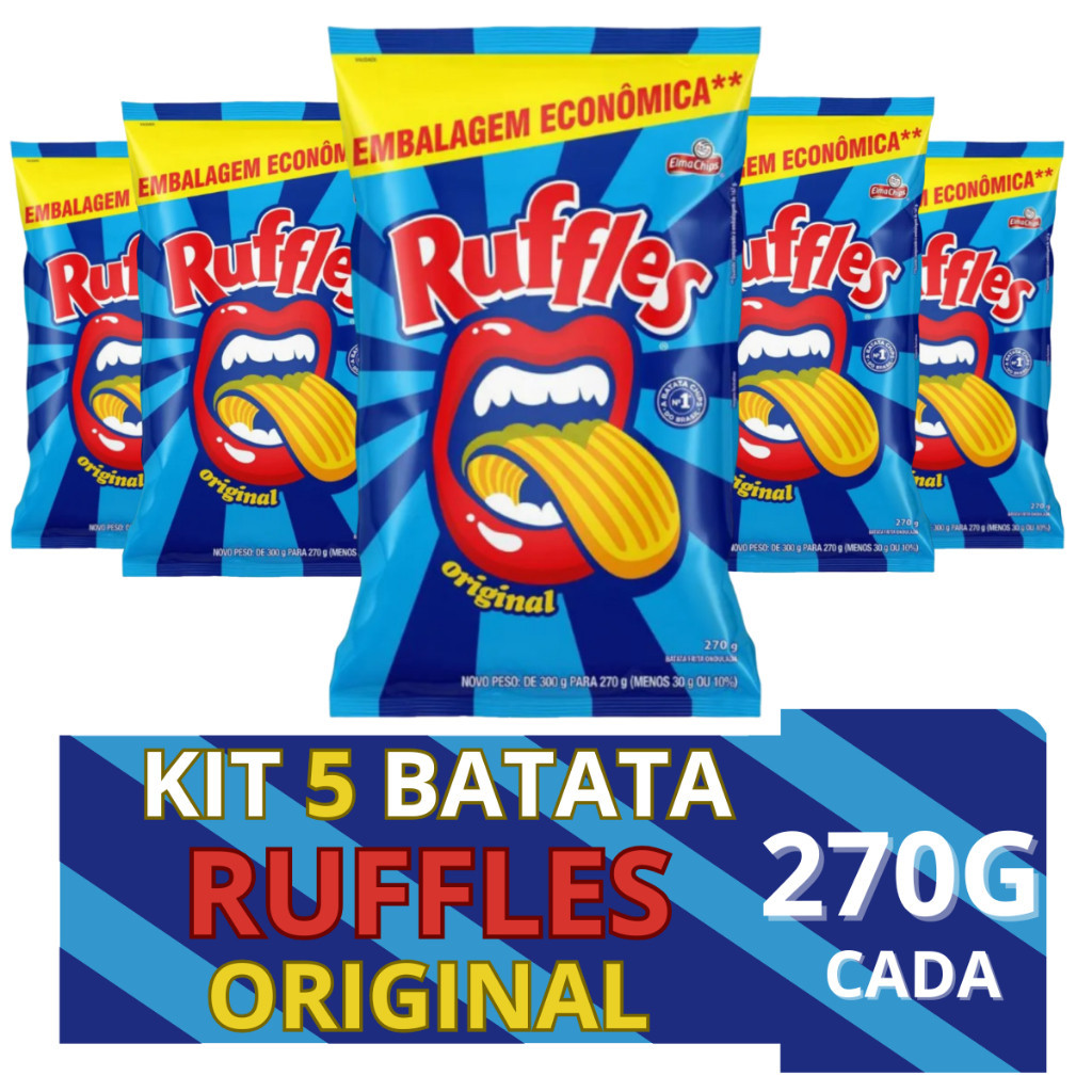 Kit 5 Ruffles Original 270g Batata Ondulada Crocante Snack Elma Chips ...