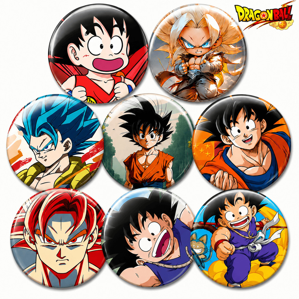 Kit Botton Dragon Ball 58mm Goku Saiyajin Broche Anime Pin Mochila