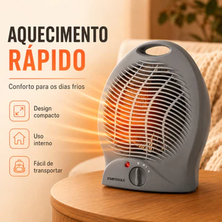 Aquecedor Elétrico De Ambiente Portátil 1000W Com 2 Temperaturas