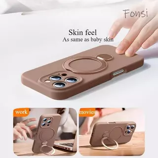 Capa de Silicone MagSafe com Suporte 360° Antichoque para iPhone 11 12 13 14 15 16 17 Pro Pro Max 16E 17E 17 Air