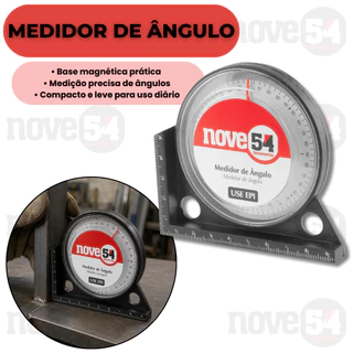 Medidor De Ângulo Magnético Analógico 0° A 90° Com Base Magnética Precisão Nove54 Profissional