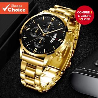 Relógio De Quartzo Com Pulseira De Aço Da Moda Masculina-Pulso Empresarial Elegante Recurso De Calendário
